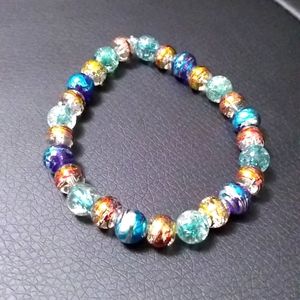 Blue and Orange beaded stretch bracelet